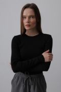 Uzun Kol Crop Top - Siyah resmi